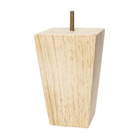 6in H x 3-3/4in Sq | Solid Hardwood | Square Bun Foot Leg
