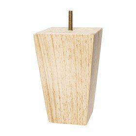 6in H x 3-3/4in Sq | Solid Hardwood | Square Bun Foot Leg