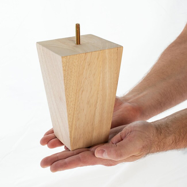 6in H x 3-3/4in Sq | Solid Hardwood | Square Bun Foot Leg