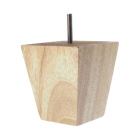 5in H x 3-3/4in Sq | Solid Hardwood | Square Bun Foot Leg