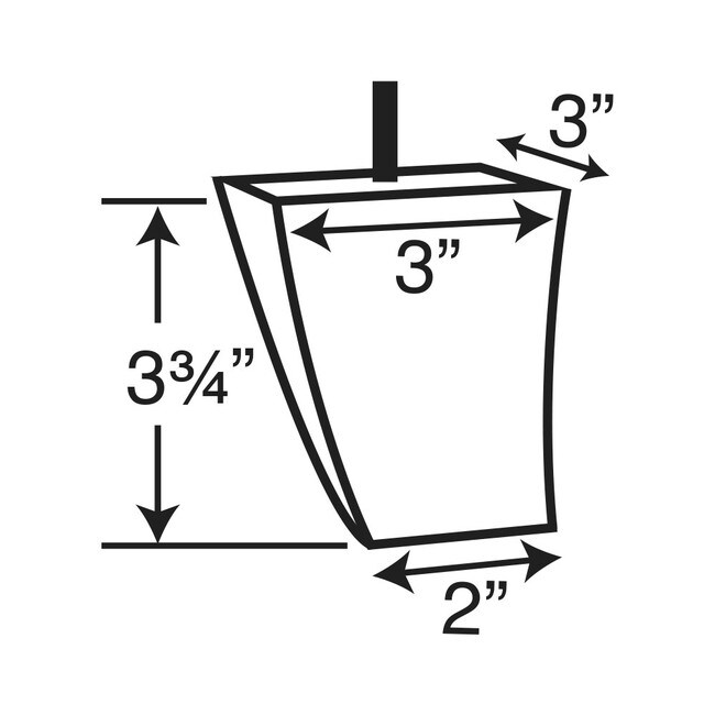 3-3/4in H x 3in Sq | Solid Hardwood | Square Bun Foot Leg