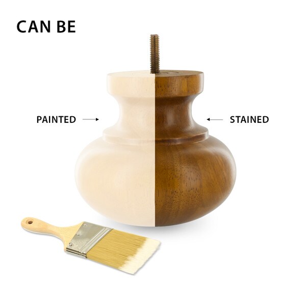 2in H x 2-1/2in Dia | Unfinished Solid Hardwood | Bun Foot Leg | BUN01 Series