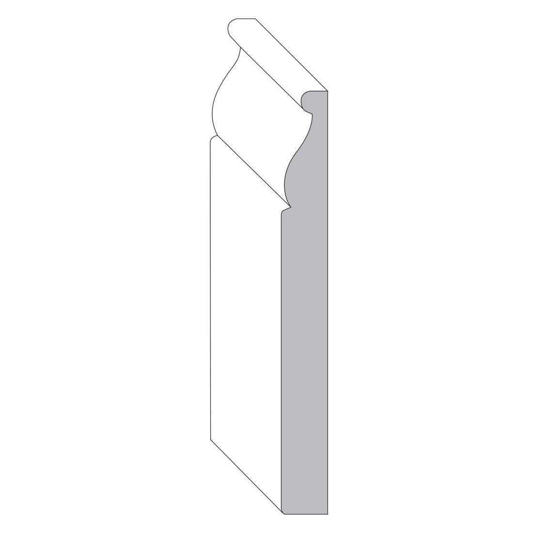 5-1/4in H x 9/16in Proj | Unfinished Polyester Resin | Flexible Made to Fit Base Moulding | Style C-PA525