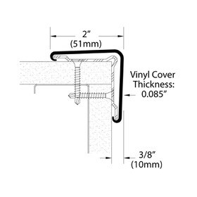 2in x 2in x 3/8in Thick | PVC Covered Aluminum Corner Guard | 90° Angle Moulding