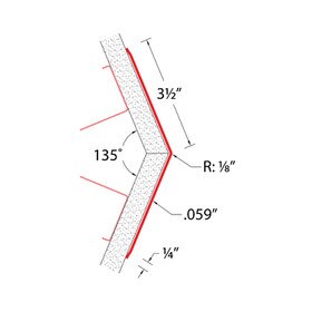 3-1/2in x 3-1/2in x 3/64in (.059in) Thick | Satin Stainless Steel Even Leg | 90° Angle Moulding | CG-60 Series