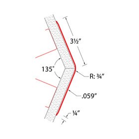 3-1/2in x 3-1/2in x 3/64in (.059in) Thick | Satin Stainless Steel Even Leg | 90° Angle Moulding | CG-65 Series