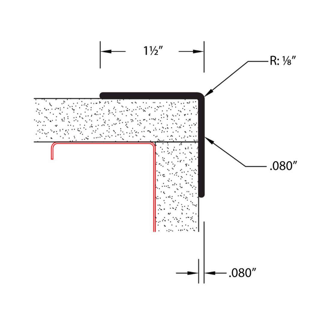 1-1/2in x 1-1/2in x 5/64in (.080in) Thick | Textured PVC Corner Guard | 90° Angle Moulding With Adhesive