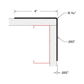 4in x 4in x 3/32in (.093in) Thick | Textured PVC Corner Guard | 90° Angle Moulding