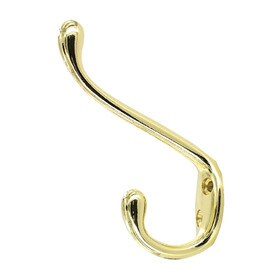 2-3/16" Projection Bright Brass Finish Coat Hook