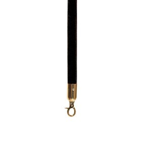 Black Crushed Velour Economy Rope with Polished Brass Snap Hook 6' Length