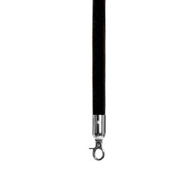 Black Crushed Velour Economy Rope with Polished Chrome Snap Hook 6' Length