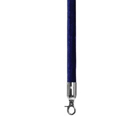 Blue Crushed Velour Economy Rope with Polished Chrome Snap Hook 6' Length