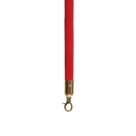 Red Crushed Velour Premium Rope with Polished Brass Snap Hook 6' Length