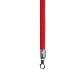 Red Crushed Velour Premium Rope with Polished Chrome Snap Hook 6' Length