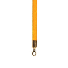 Yellow Crushed Velour Premium Rope with Polished Brass Snap Hook 6' Length