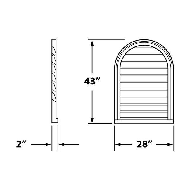 43" High x 28" Wide High Density Poloyurethane Functional Catherdral Louver
