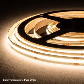10mm Wide LED Tape Flexible Strip Lighting | Pure White (3800K-4500K) | Up To 200 Lumens Per Foot 24V IP20 UL | 16.4ft Roll