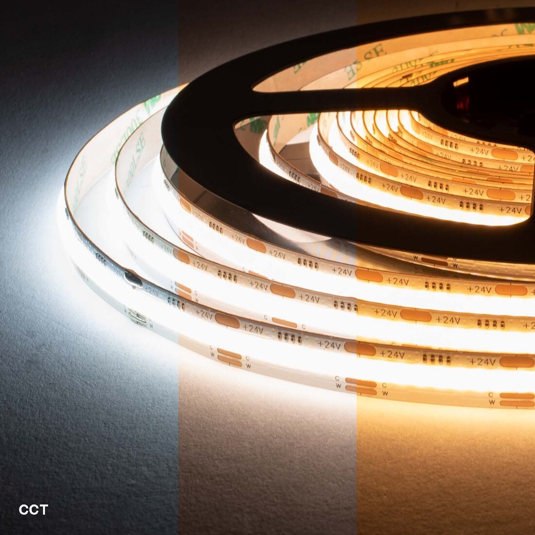 10MM Wide LED Tape Flexible Strip Lighting Kit | CCT Warm White to Cool White | 24V IP20 UL | With Controller, Dimmer and Power Supply | 16.4fl Roll