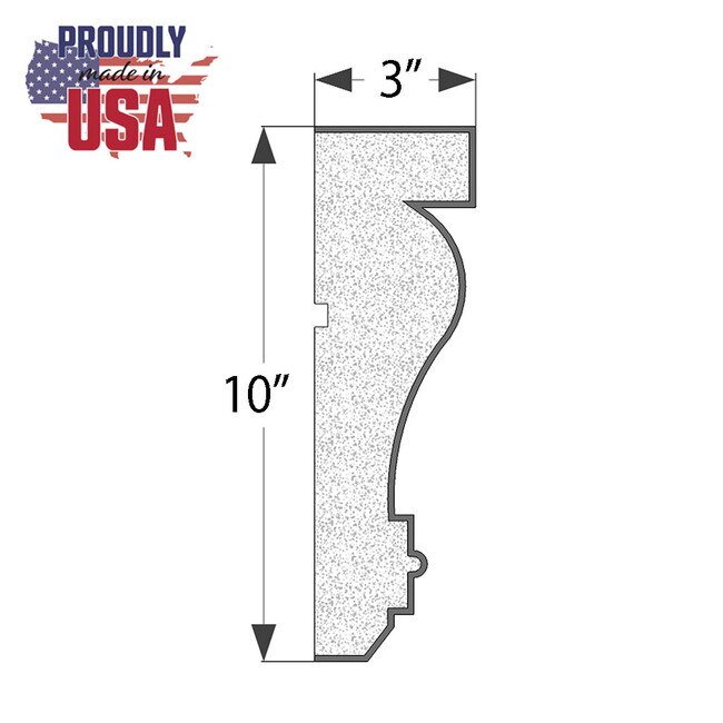 10" High x 3" Deep Acrocore EPS Cornice Moulding 8' Length