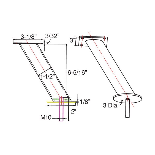 6-5/16in H x 3in Dia x 1/8in Thick | Brushed Stainless Finish 202 Grade Stainless Steel | Elevated Countertop Support Post