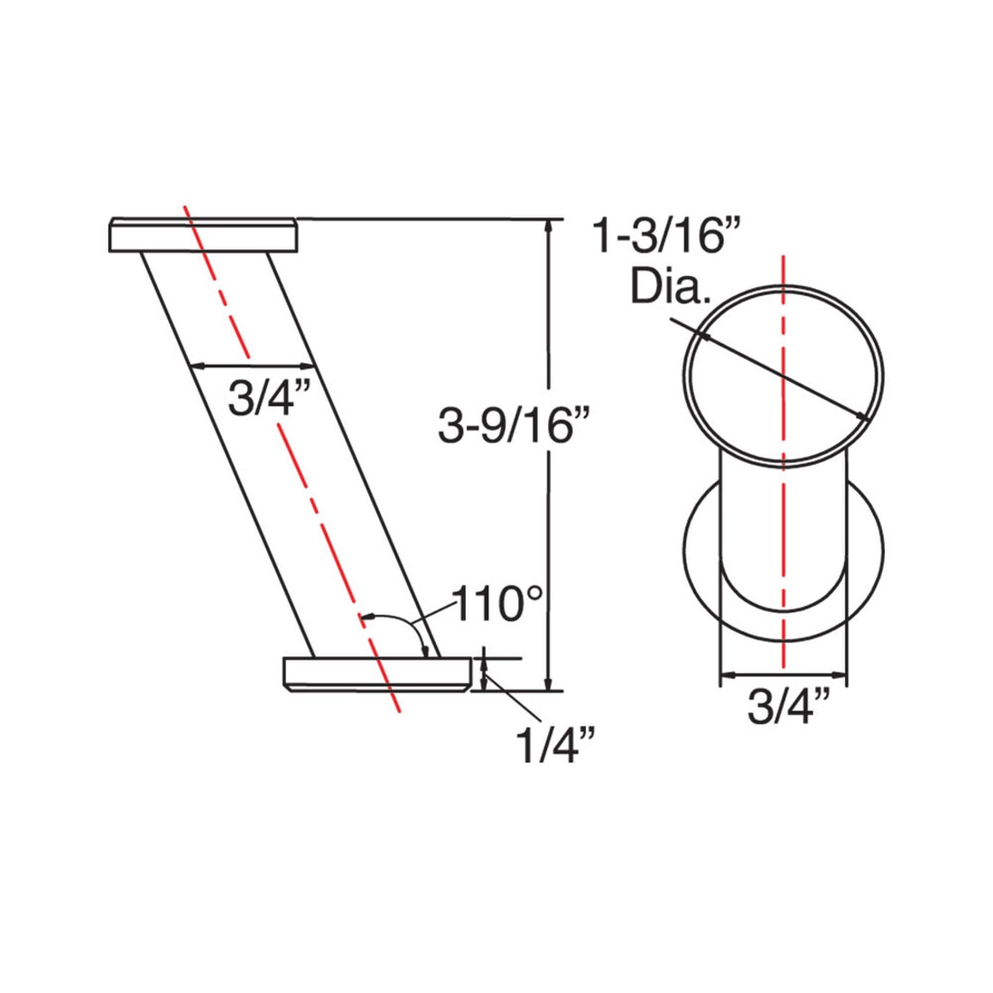 3-9/16in H x 1-3/16in Round x 1/4in Thick | Polished Chrome Finish Aluminum | Elevated Countertop Support Post
