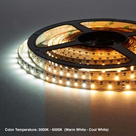 3/8" (10mm) Wide LED Tape Flexible Strip Lighting 2835 Chip 3000K-6500K 667 Lumens Per Foot 24V IP20 UL | 16.4' Roll