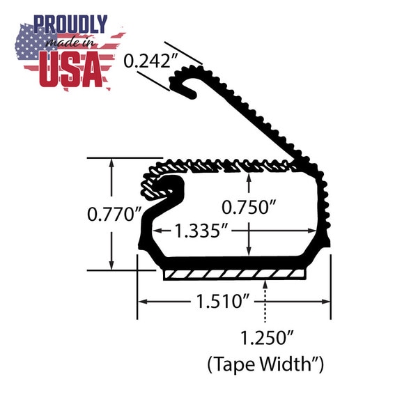 1-1/2" Wide Black Vinyl Lock Close Wire/Cable Organization Channel with Adhesive - 8' Lengths