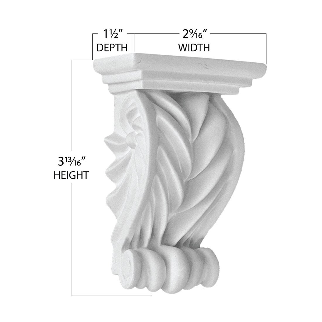 2-9/16" Wide x 3-13/16" High Primed White Polyurethane Corbel