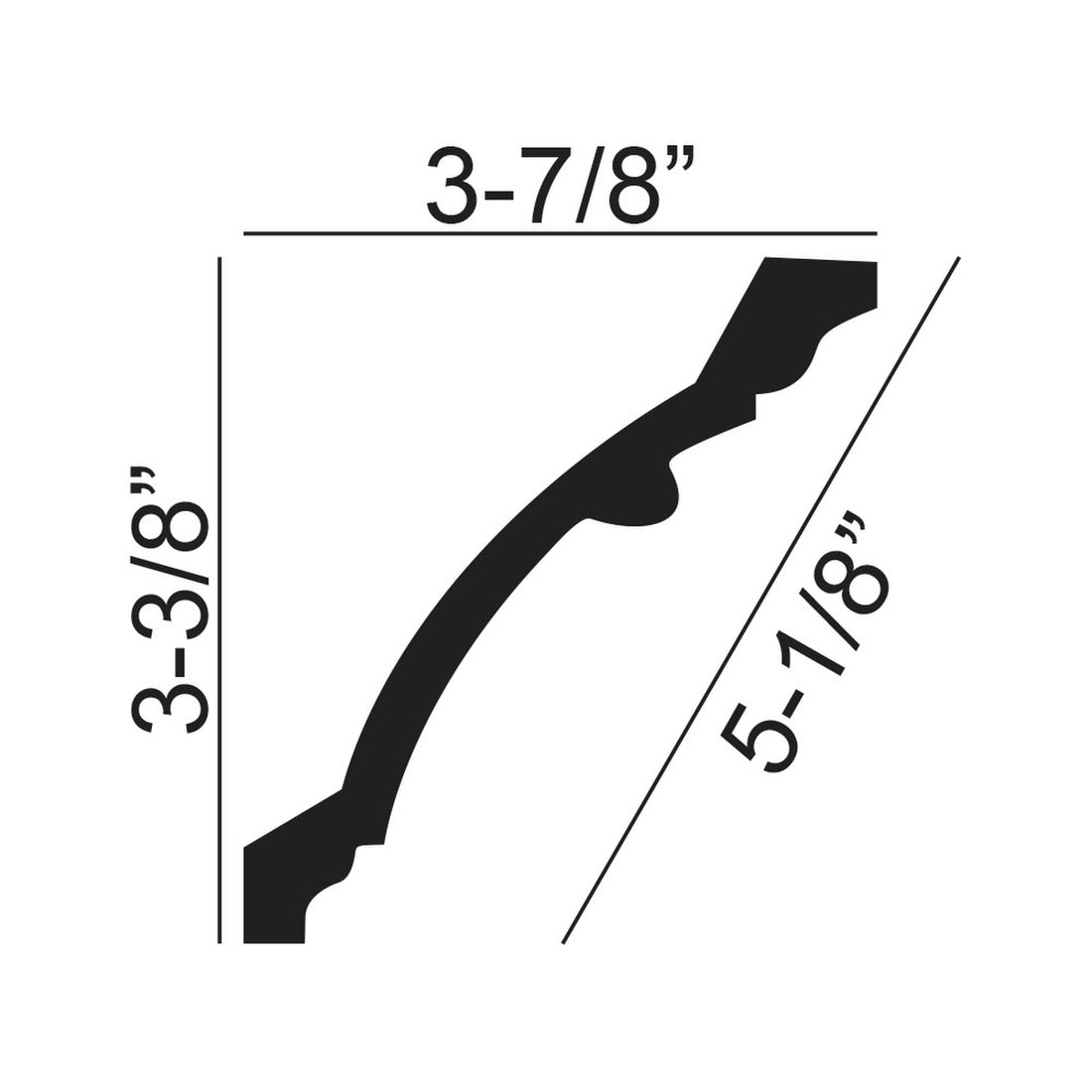 5-1/8in Face x 3-3/8in H x 3-7/8in Proj | Primed White Polyurethane | Crown Moulding