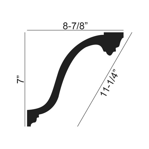 11-1/4in Face x 7in H x 8-7/8in Proj | Primed White Polyurethane | Crown Moulding