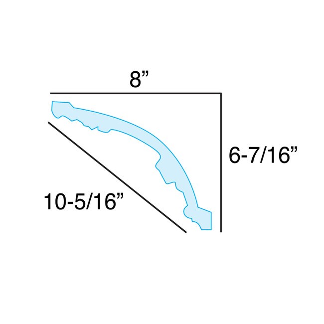 12-1/2in Face x 6-7/16in H x 8in Proj | Primed White Polyurethane | Crown Moulding | 95-1/2in Long