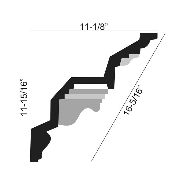 16-5/16in Face x 11-15/16in H x 11-1/8in Proj | Primed White Polyurethane | Crown Moulding | DEM-189 Series