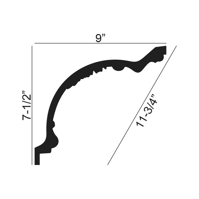 11-3/4in Face x 7-1/2in H x 9in Proj | Primed White Polyurethane | Crown Moulding | DEM-195 Series