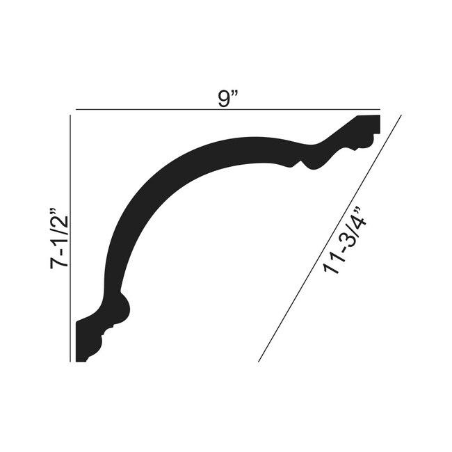 11-3/4in Face x 7-1/2in H x 9in Proj | Primed White Polyurethane | Crown Moulding | DEM-196 Series