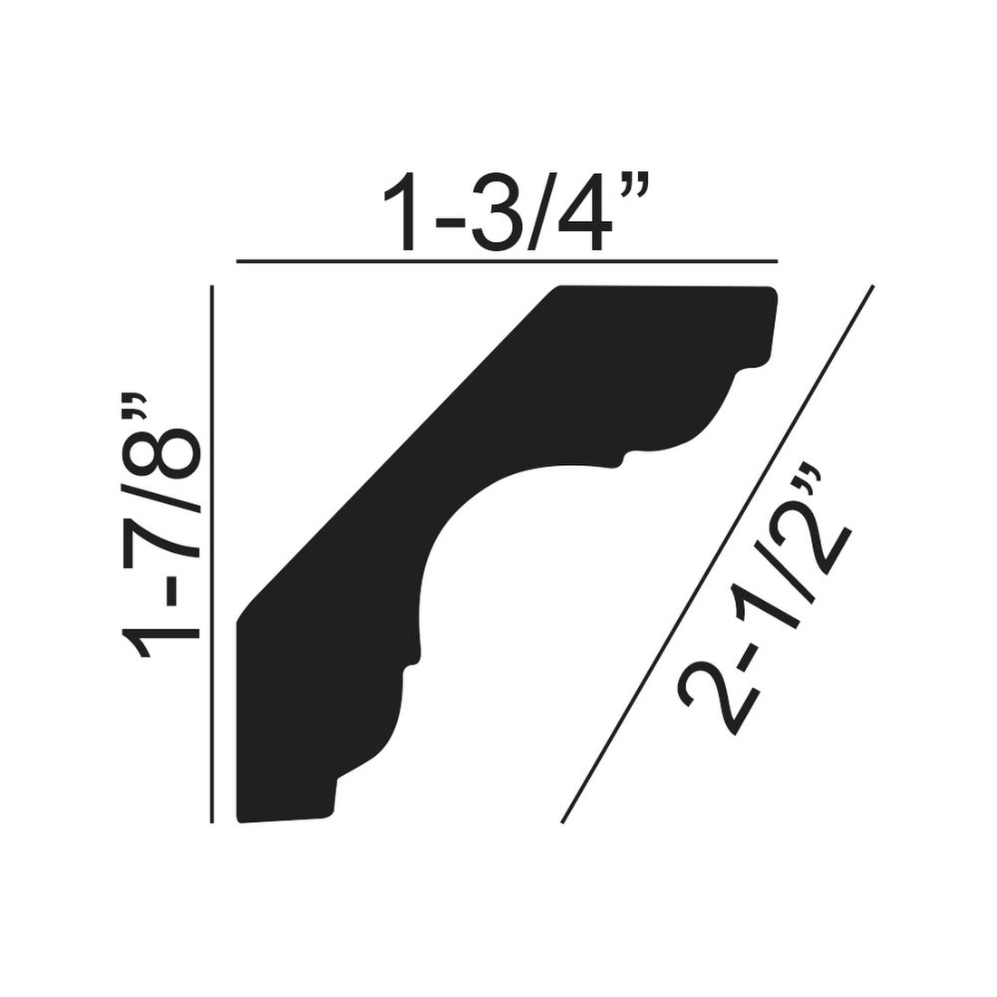 2-1/2in Face x 1-7/8in H x 1-3/4in Proj | Primed White Polyurethane | Crown Moulding