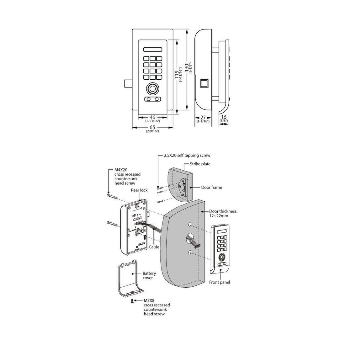 Hi-Tek Digital RFID and Key Pad Cabinet Lock