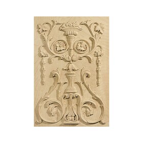 12-7/8in W x 18-7/8in H White Oak Hand Carved Hardwood Door Panel | DP-006-WHO Series