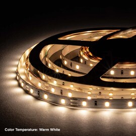 8mm Wide LED Tape Flexible Strip Lighting | Warm White (2700K-3500K) | 501-800 Lumens Per Foot 12V IP20 UL | 8.25ft Roll
