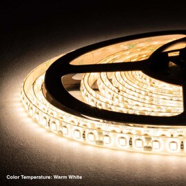 8mm Wide LED Tape Flexible Strip Lighting | Warm White (2700K-3500K) | 501-800 Lumens Per Foot 12V IP65 UL | 8.25ft Roll