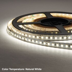 3/8" (10mm) Wide LED Tape Flexible Strip Lighting | 2835 Chip Neutral White 5000K-5500K 3.9 Watts | 405 Lumens Per Foot 24V IP20 UL | 16.4' Roll