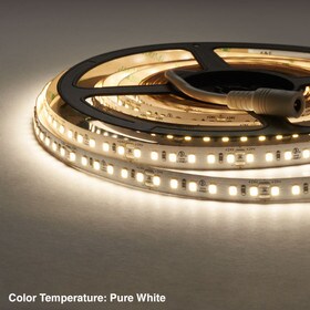 3/8" (10mm) Wide LED Tape Flexible Strip Lighting | 2835 Chip Pure White 4000K-4500K 3.9 Watts | 403 Lumens Per Foot 24V IP20 UL | 16.4' Roll