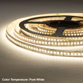 3/8" (10mm) Wide LED Tape Flexible Strip Lighting | 2835 Chip Pure White 4000K-4500K 4.5 Watts | 554 Lumens Per Foot 24V IP20 UL | 16.4' Roll
