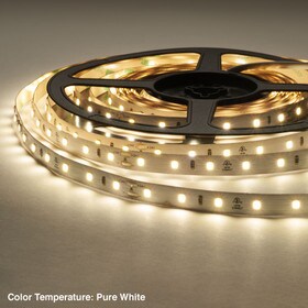 3/8" (10mm) Wide LED Tape Flexible Strip Lighting | 2835 Chip Pure White 4000K-4500K 3.5 Watts | 333 Lumens Per Foot 24V IP20 UL | 16.5' Roll