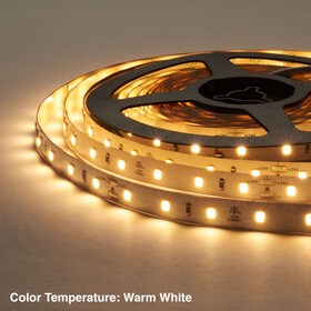 3/8" (10mm) Wide LED Tape Flexible Strip Lighting | 2835 Chip Warm White 2800K-3000K 3.5 Watts | 330 Lumens Per Foot 24V IP20 UL | 16.4' Roll