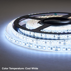 3/8" (10mm) Wide LED Tape Flexible Strip Lighting | 2835 Chip Cool White 6000K-6500K 3.9 Watts | 408 Lumens Per Foot 24V IP65 UL | 16.4' Roll