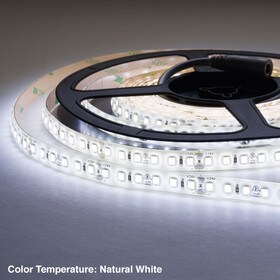 3/8" (10mm) Wide LED Tape Flexible Strip Lighting | 2835 Chip Neutral White 5000K-5500K 3.9 Watts | 405 Lumens Per Foot 24V IP65 UL | 16.4' Roll