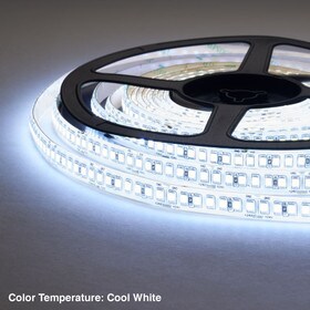 3/8" (10mm) Wide LED Tape Flexible Strip Lighting | 2835 Chip Cool White 6000K-6500K 4.5 Watts | 555 Lumens Per Foot 24V IP65 UL | 16.4' Roll