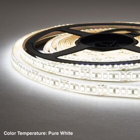 3/8" (10mm) Wide LED Tape Flexible Strip Lighting | 2835 Chip Pure White 4000K-4500K 4.5 Watts | 554 Lumens Per Foot 24V IP65 UL | 16.4' Roll