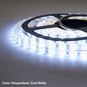 3/8" (10mm) Wide LED Tape Flexible Strip Lighting | 2835 Chip Cool White 6000K-6500K 3.5 Watts | 339 Lumens Per Foot 24V IP65 UL | 16.5' Roll