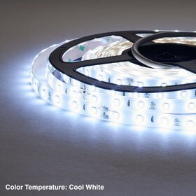 3/8" (10mm) Wide LED Tape Flexible Strip Lighting | 2835 Chip Cool White 6000K-6500K 3.5 Watts | 339 Lumens Per Foot 24V IP65 UL | 16.4' Roll